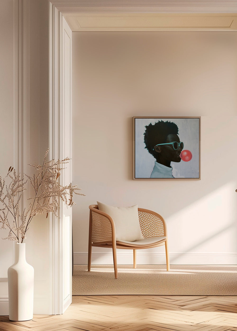Profilillustration med tuggummibubbla