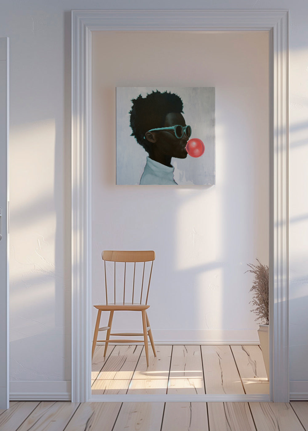Profilillustration med tuggummibubbla