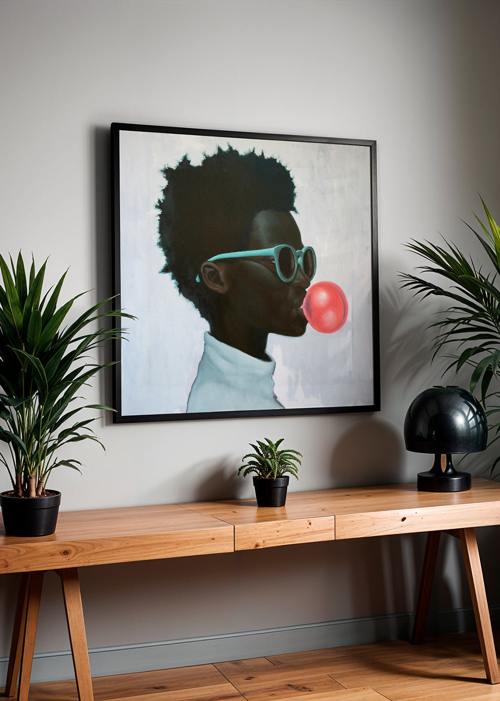 Profilillustration med tuggummibubbla