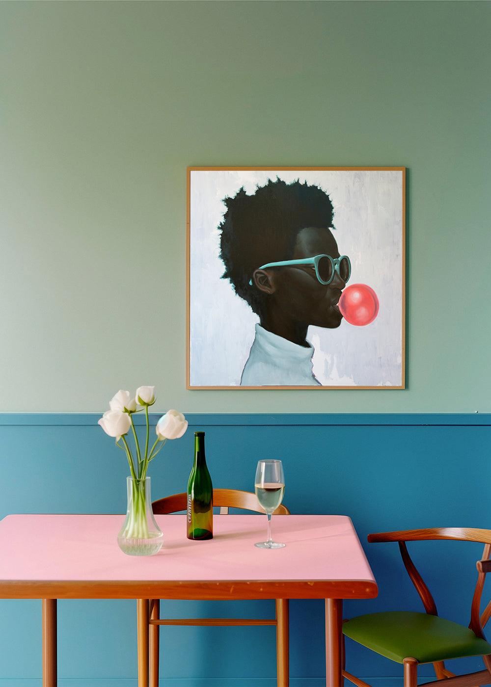 Profilillustration med tuggummibubbla