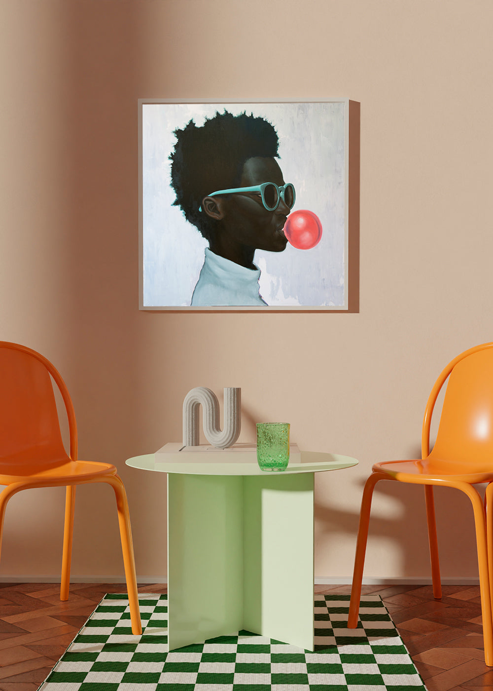 Profilillustration med tuggummibubbla