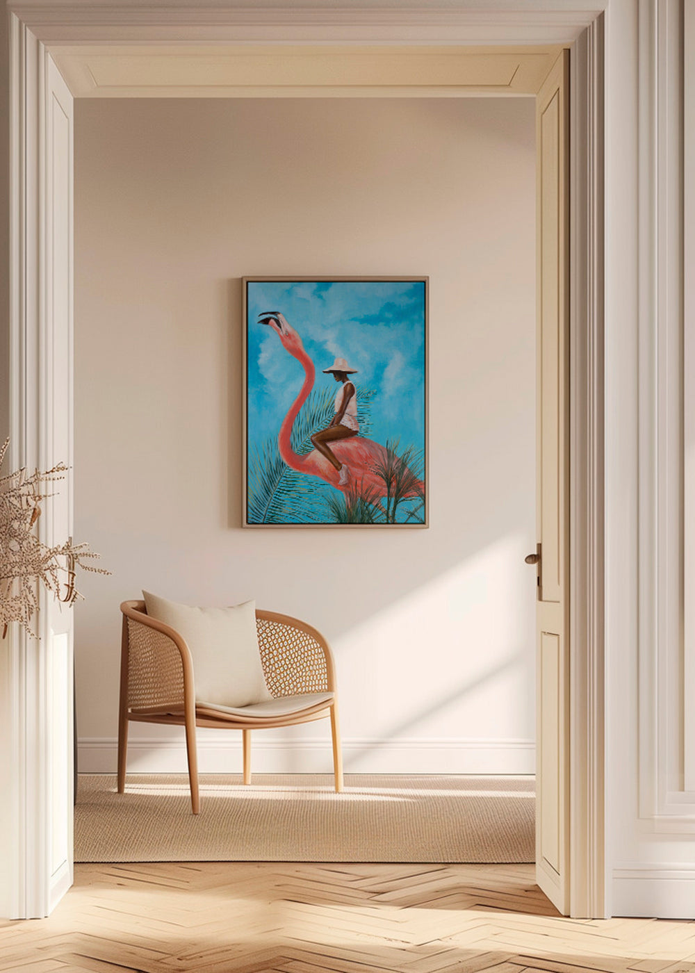 Flamingo konst med figur
