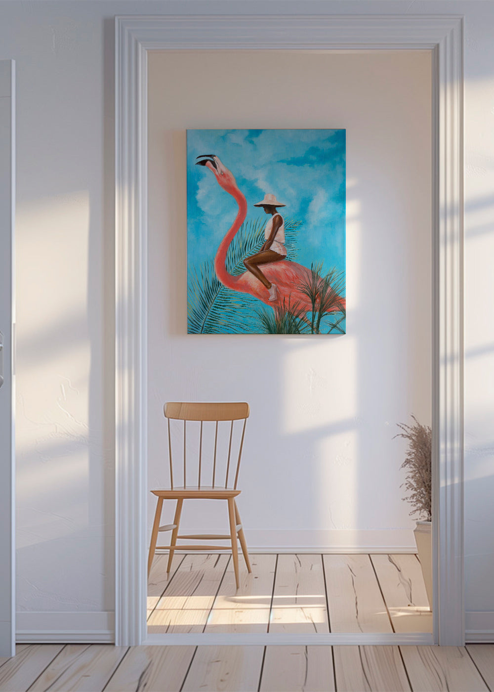 Flamingo konst med figur