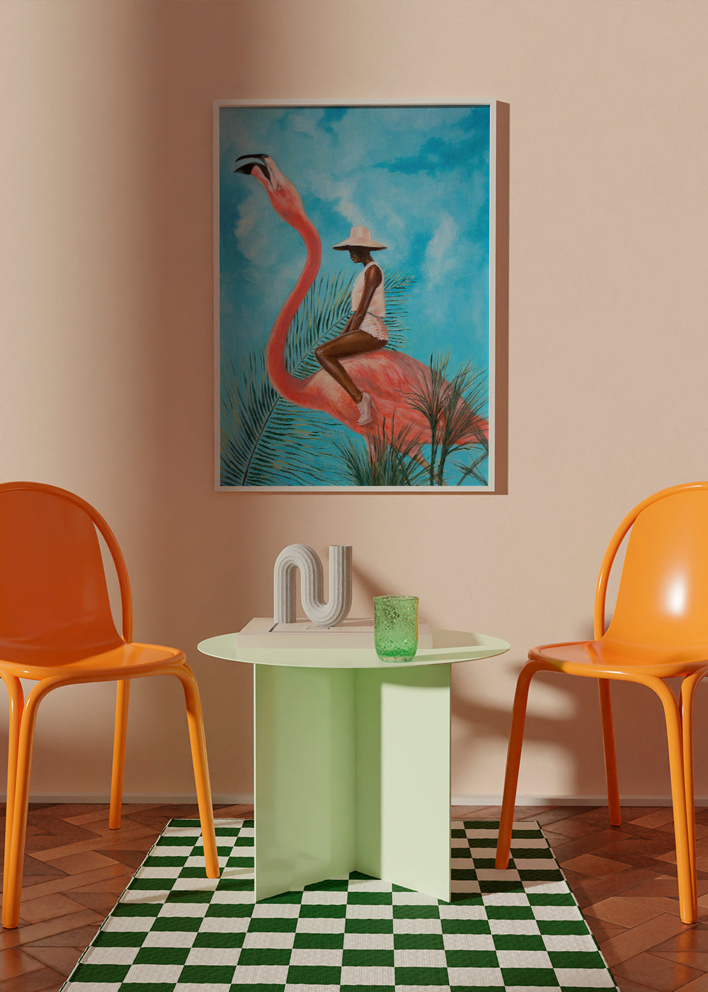 Flamingo konst med figur