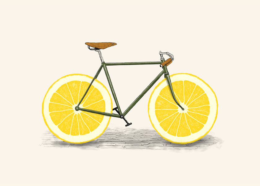 Kökskonst cykel med citronhjul