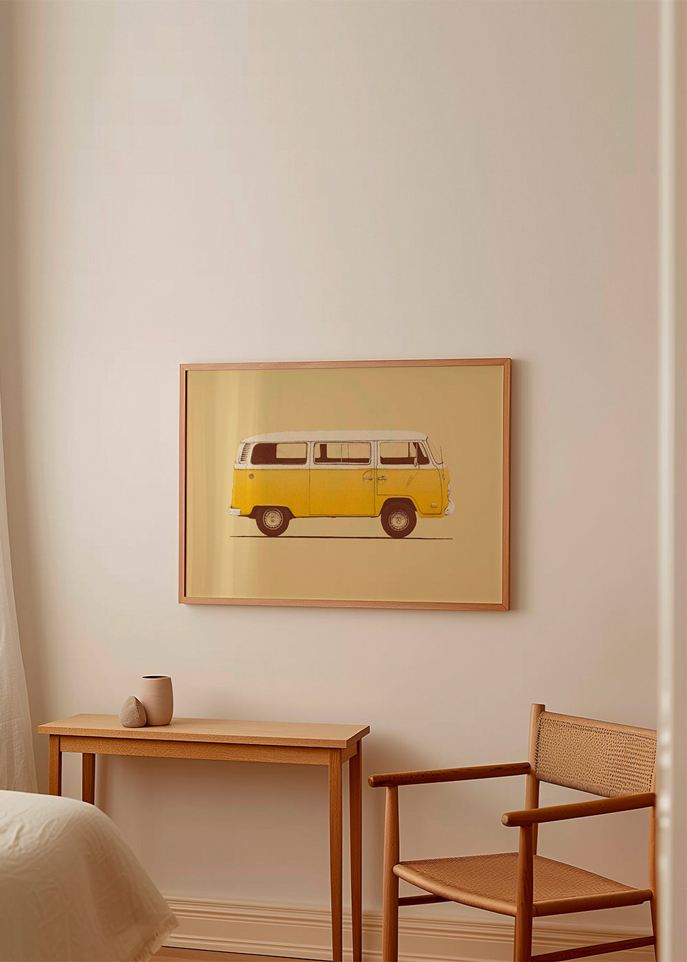 Retro illustration gul skåpbil