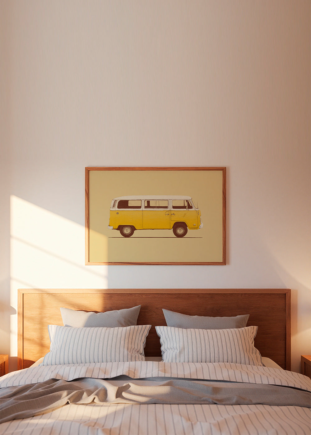 Retro illustration gul skåpbil