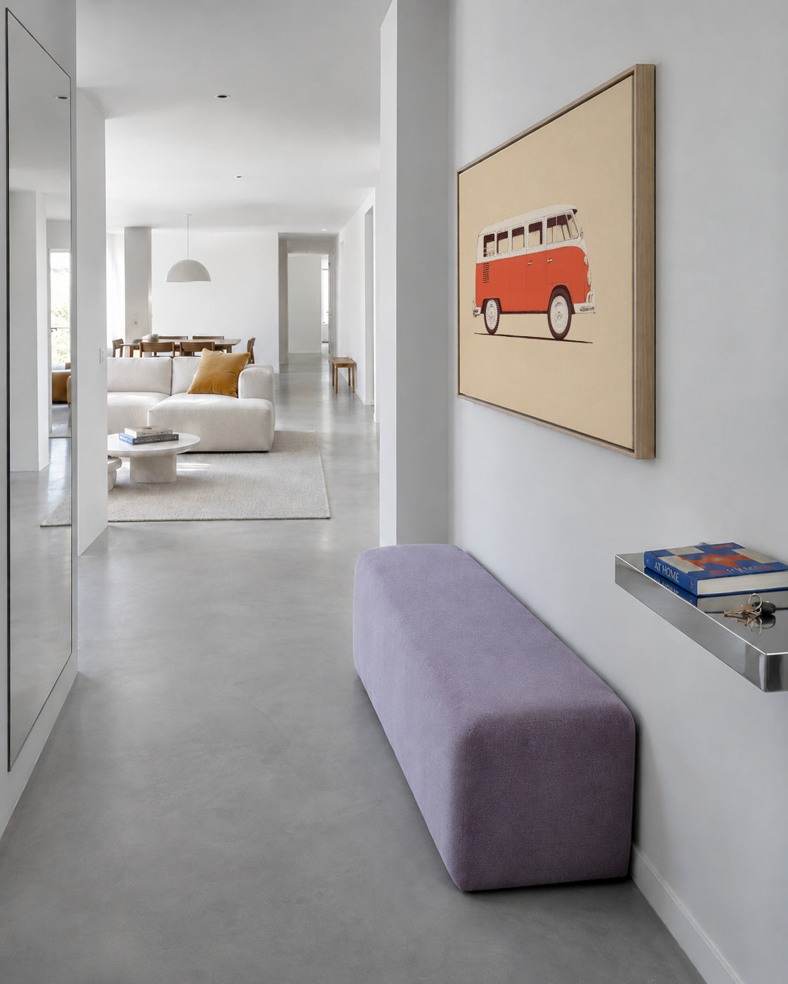 Red Van - Framed canvas in an interior