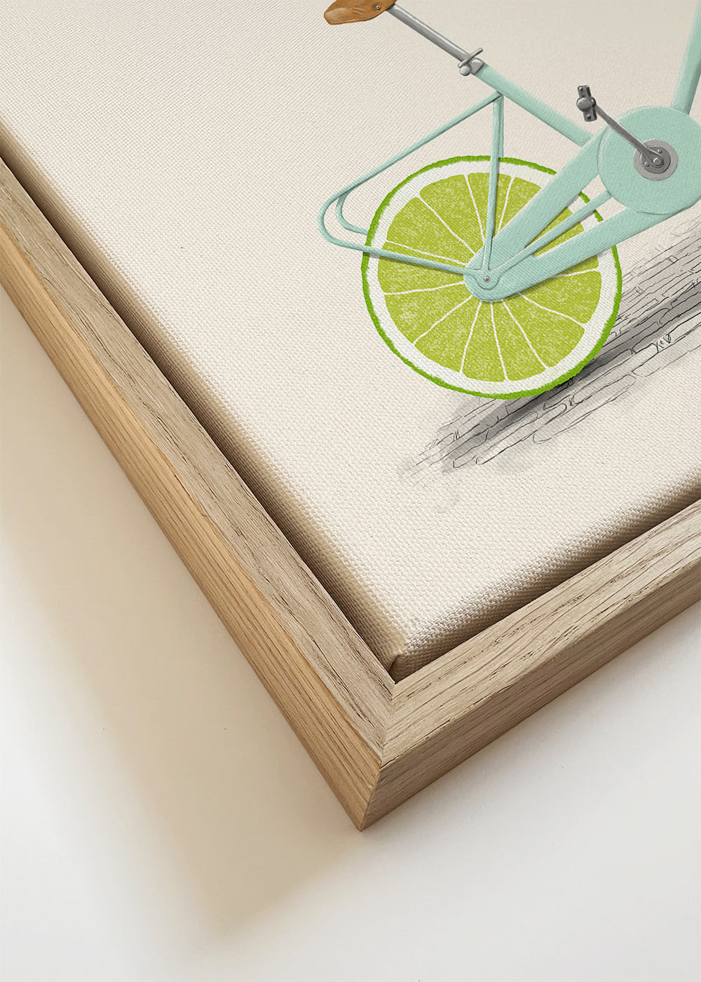 Illustration cykel med lime-hjul