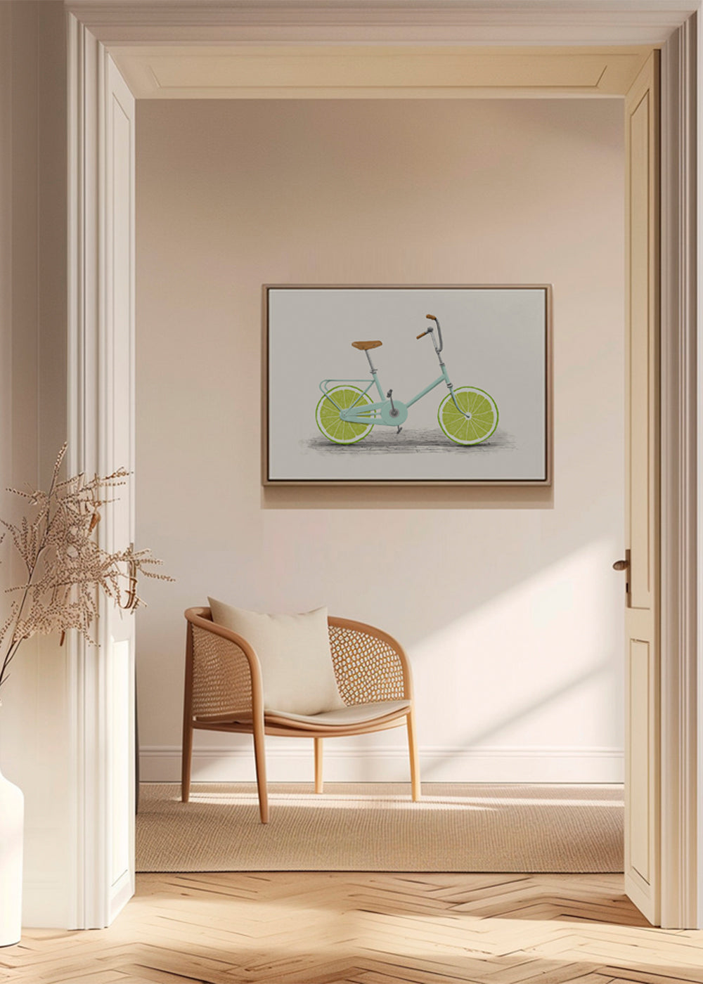 Illustration cykel med lime-hjul