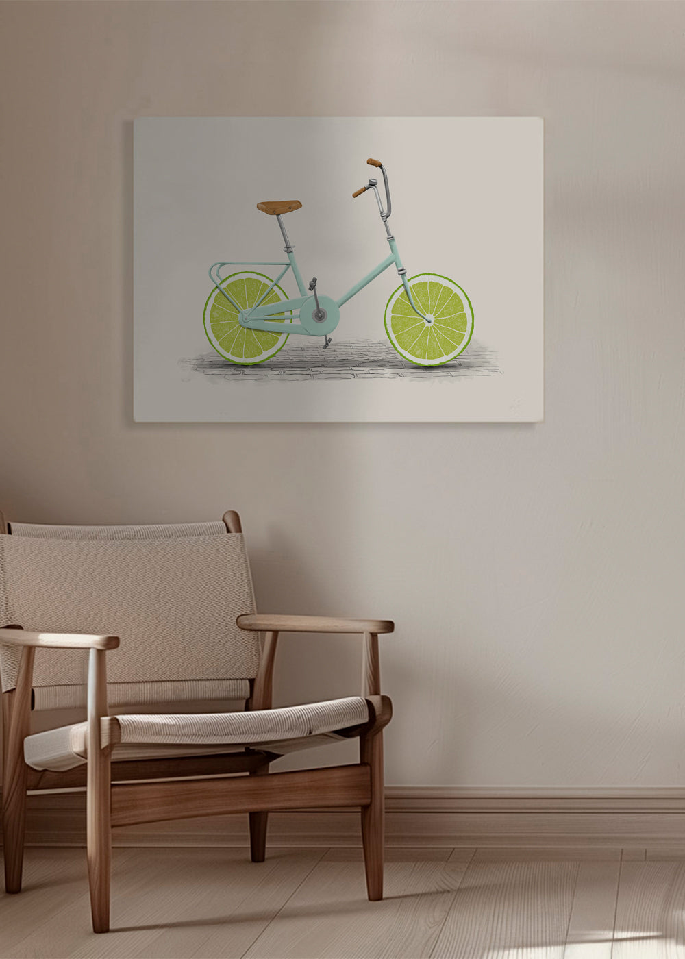Illustration cykel med lime-hjul