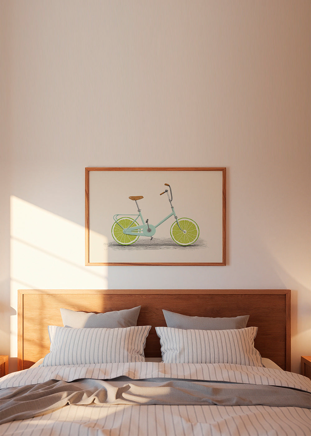 Illustration cykel med lime-hjul