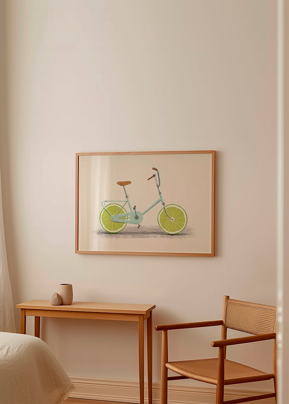 Illustration cykel med lime-hjul