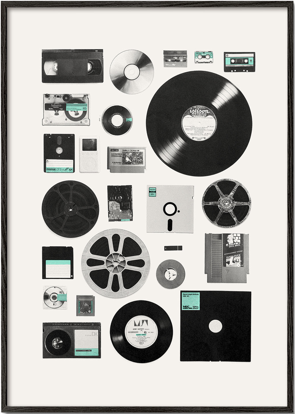 Vintage-affisch med musikmedia i collage