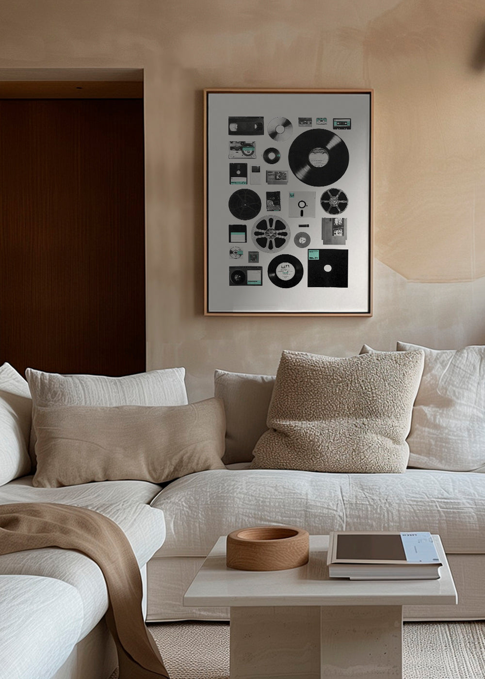 Vintage-affisch med musikmedia i collage