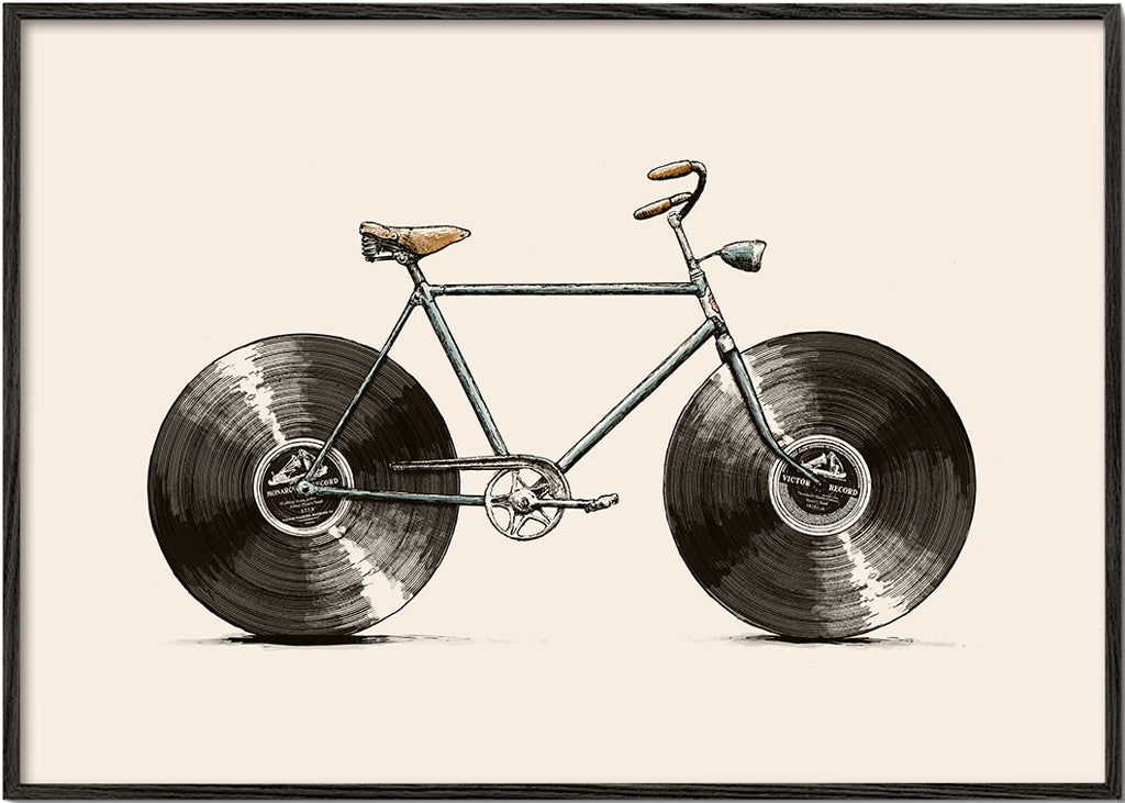Illustration cykel med vinylhjul