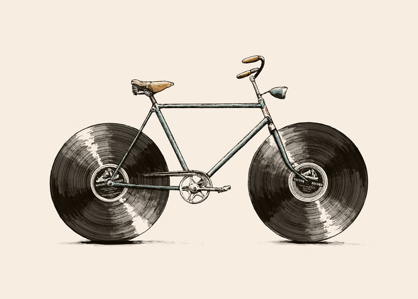 Illustration cykel med vinylhjul