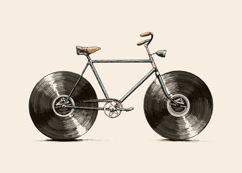 Illustration cykel med vinylhjul