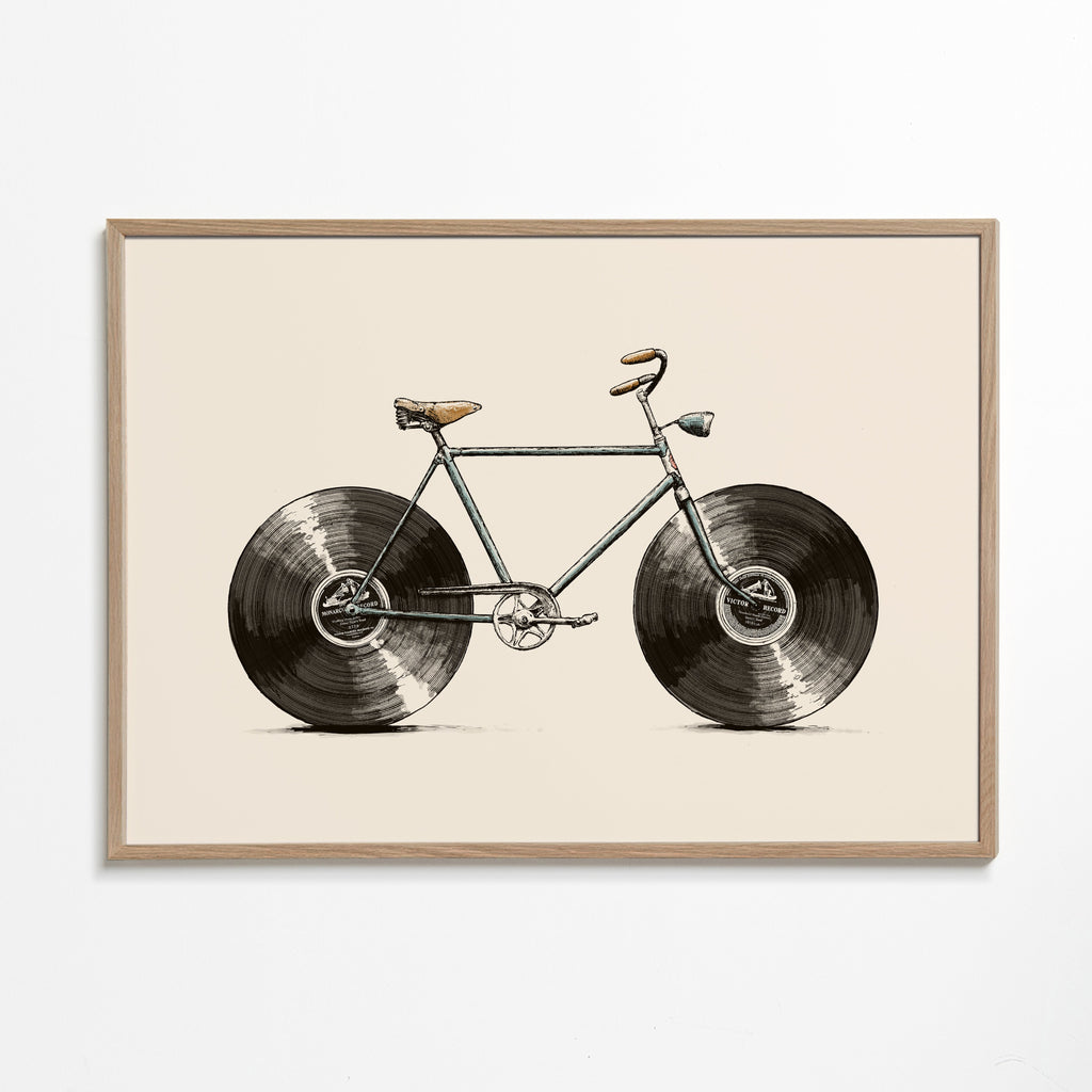 Illustration cykel med vinylhjul