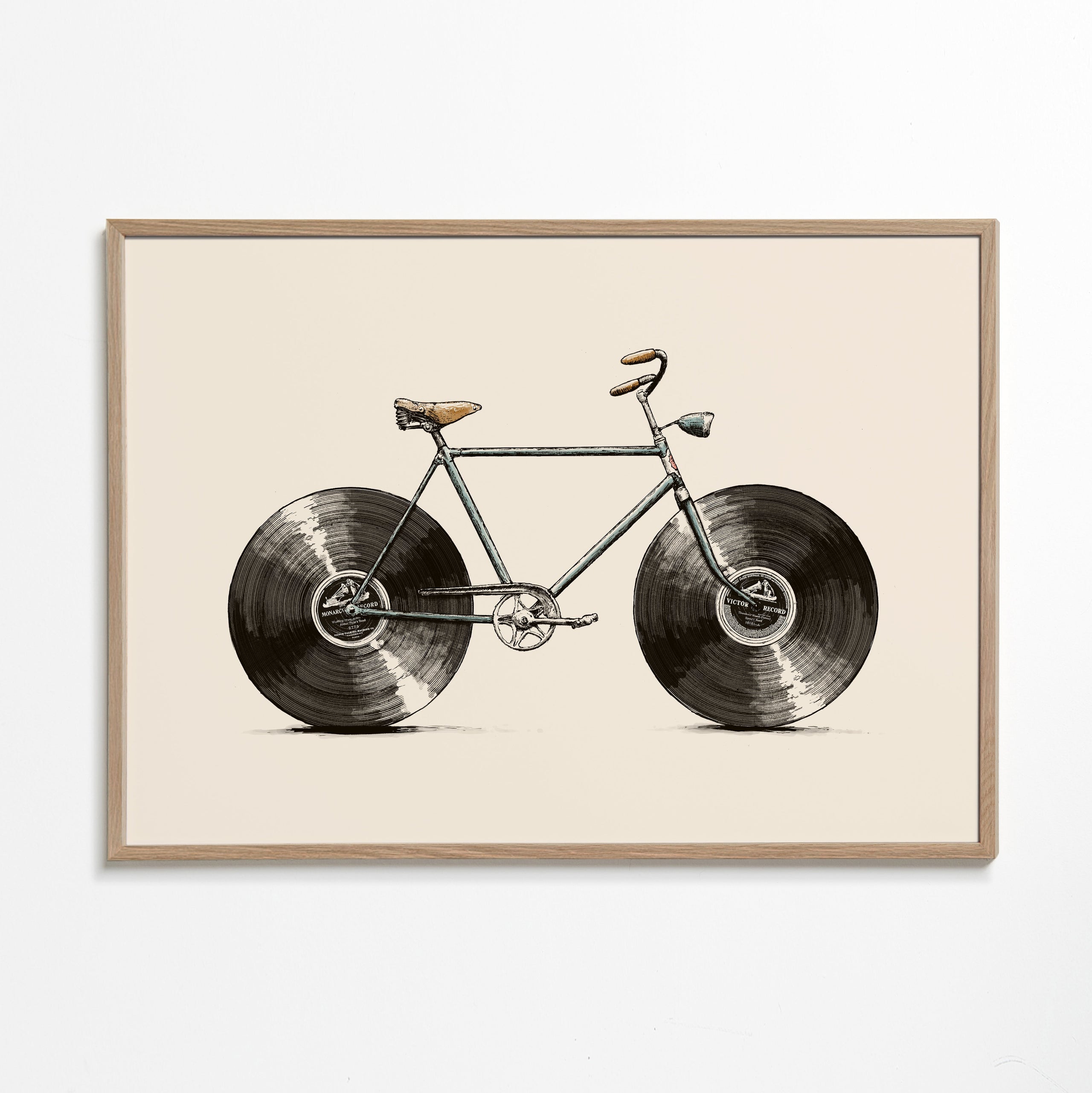 Illustration cykel med vinylhjul