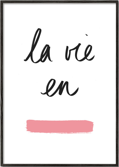 Illustration La vie en med rosa penseldrag