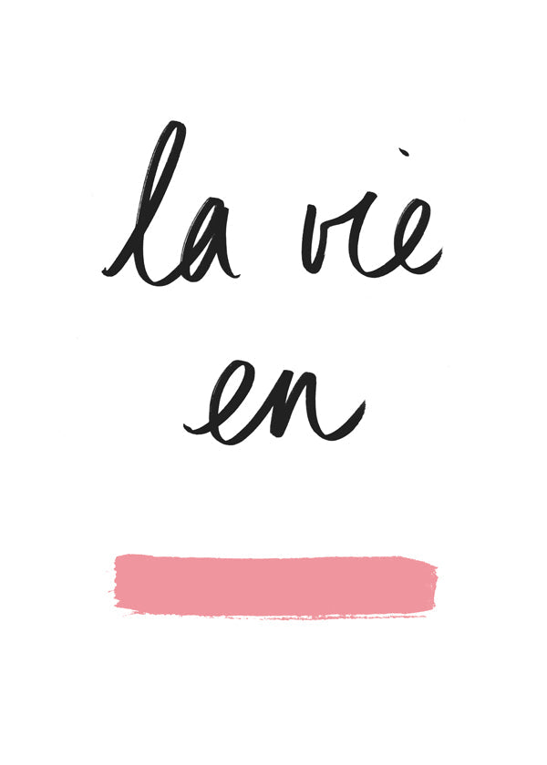 Illustration La vie en med rosa penseldrag