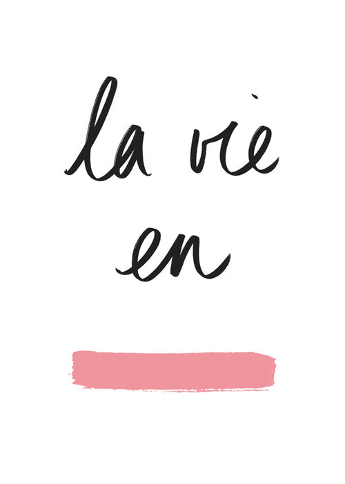 Illustration La vie en med rosa penseldrag
