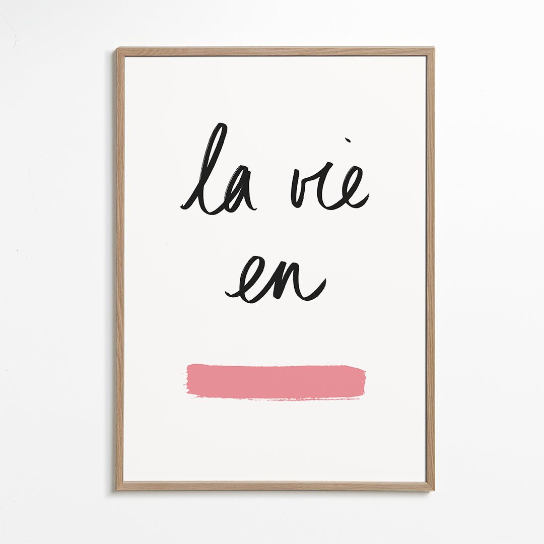 Illustration La vie en med rosa penseldrag