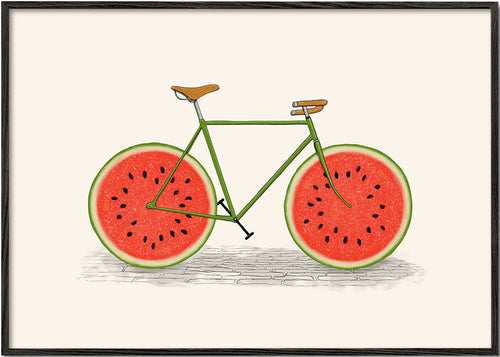 Kökskonst: cykel med vattenmelonhjul