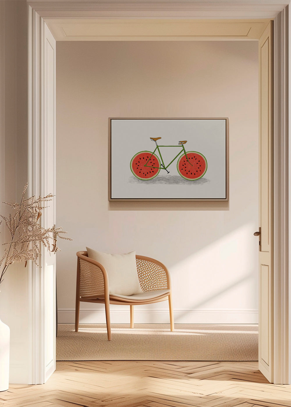 Kökskonst: cykel med vattenmelonhjul