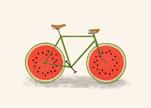 Kökskonst: cykel med vattenmelonhjul