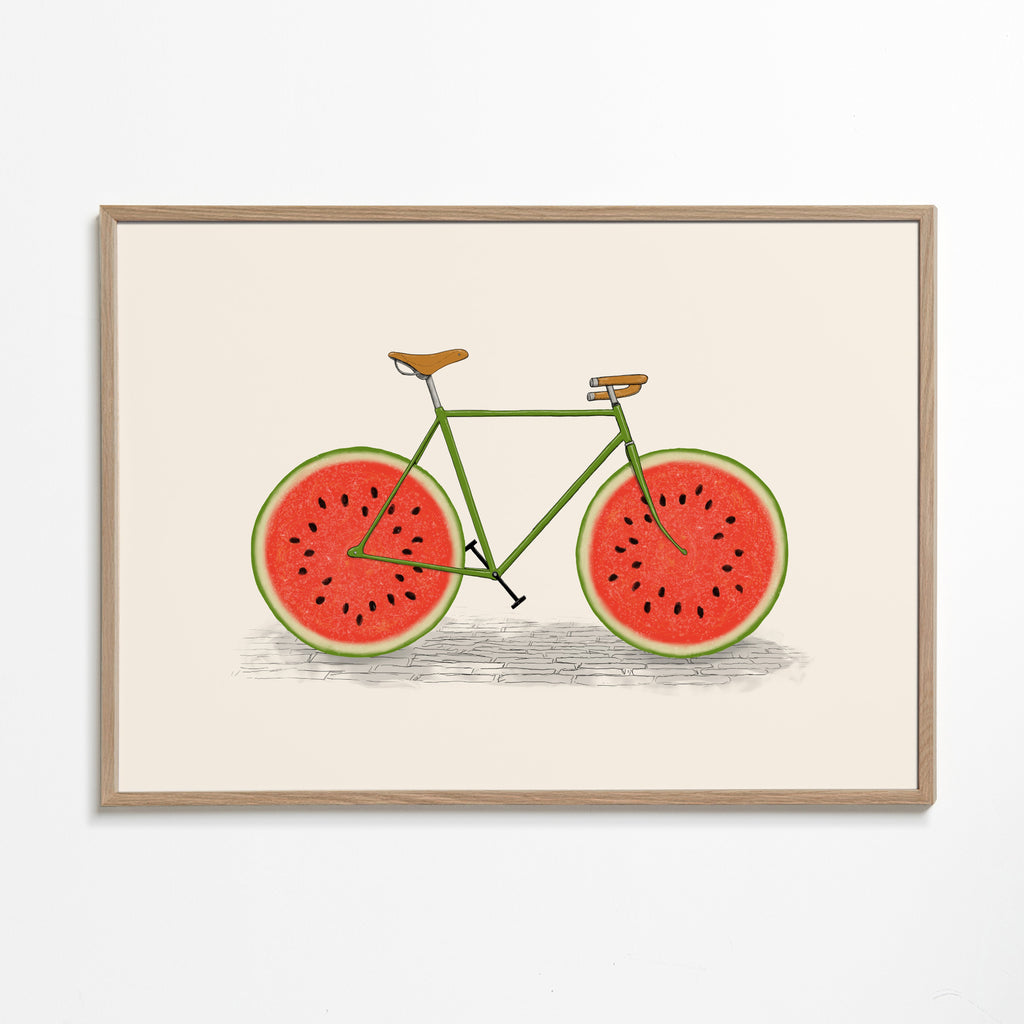 Kökskonst: cykel med vattenmelonhjul