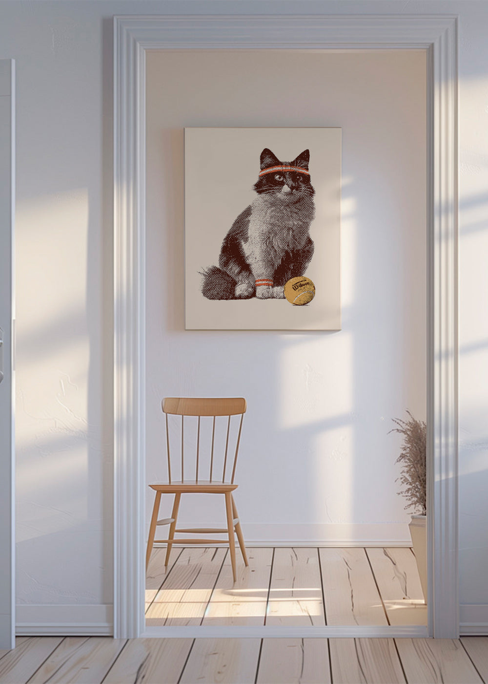 Katt med tennisboll