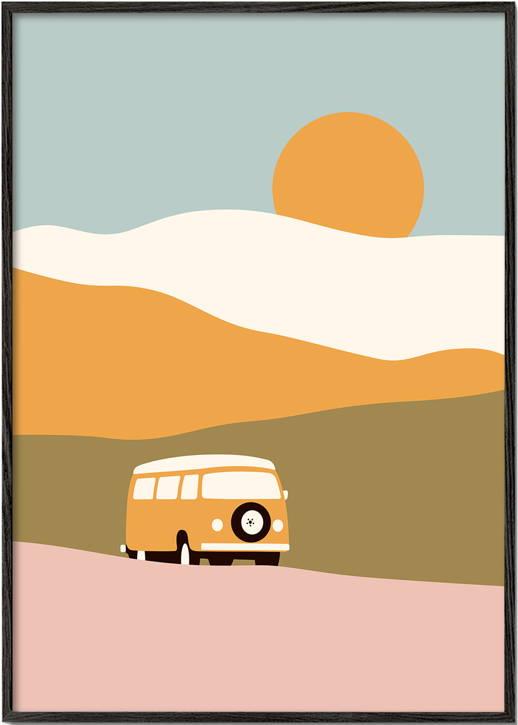 Minimalistisk van-tavla med sol