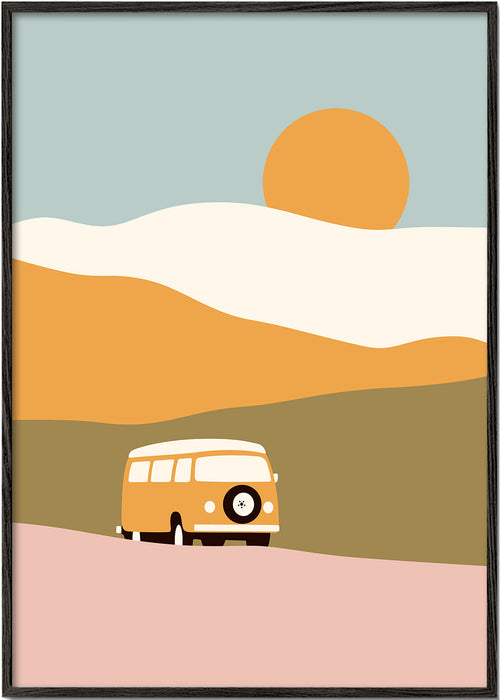 Minimalistisk van-tavla med sol