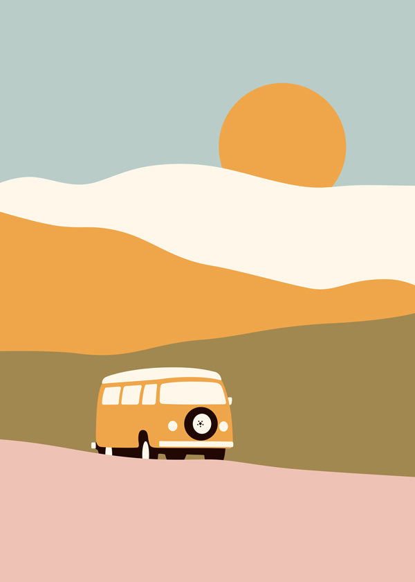 Minimalistisk van-tavla med sol