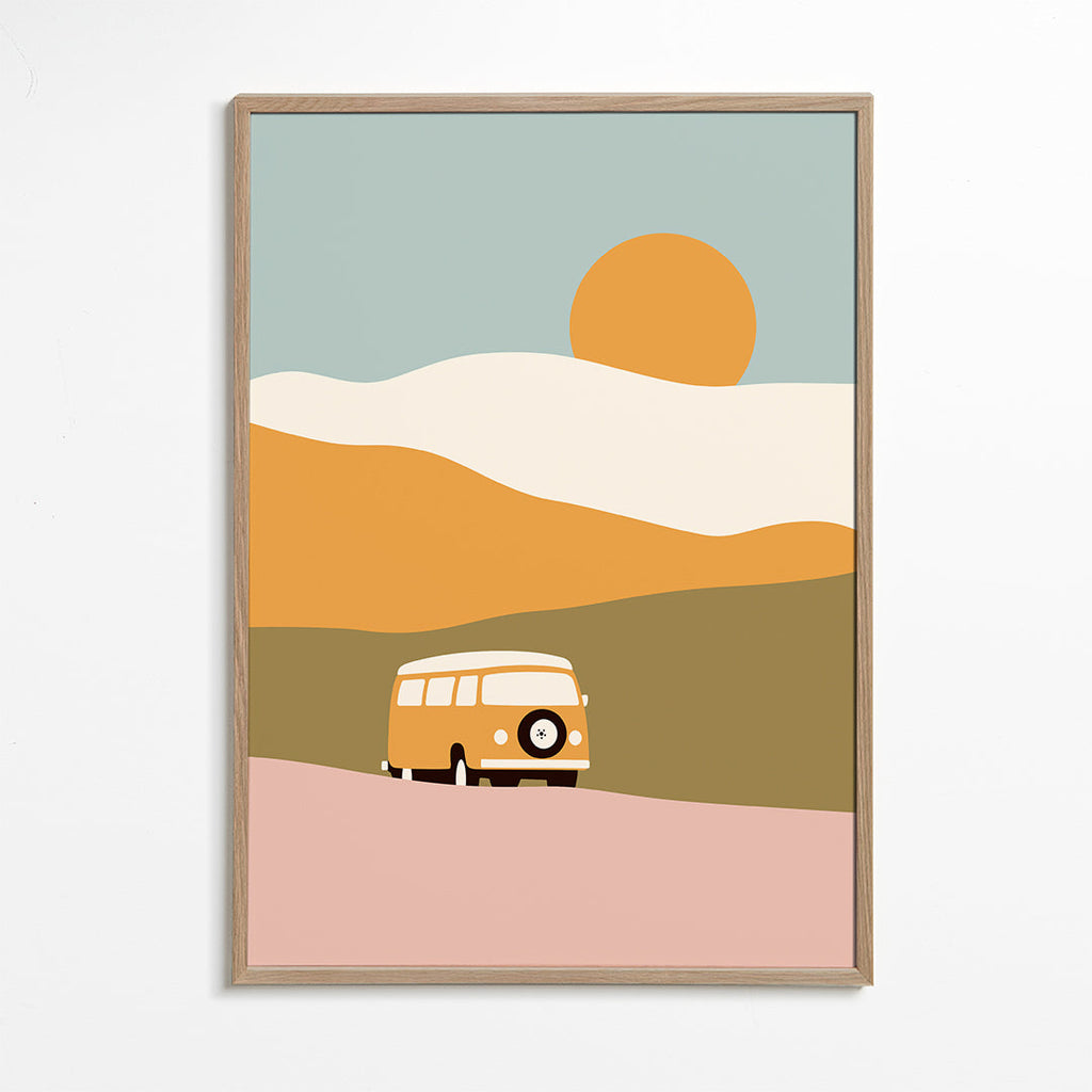 Minimalistisk van-tavla med sol