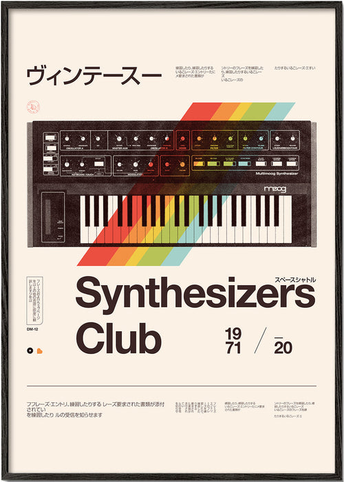 Vintage affisch med analog synthesizer