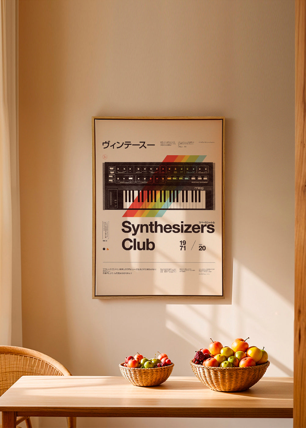 Vintage affisch med analog synthesizer