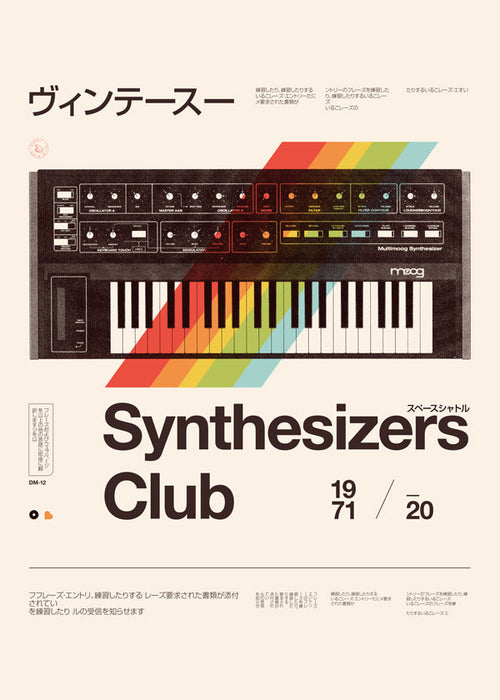 Vintage affisch med analog synthesizer