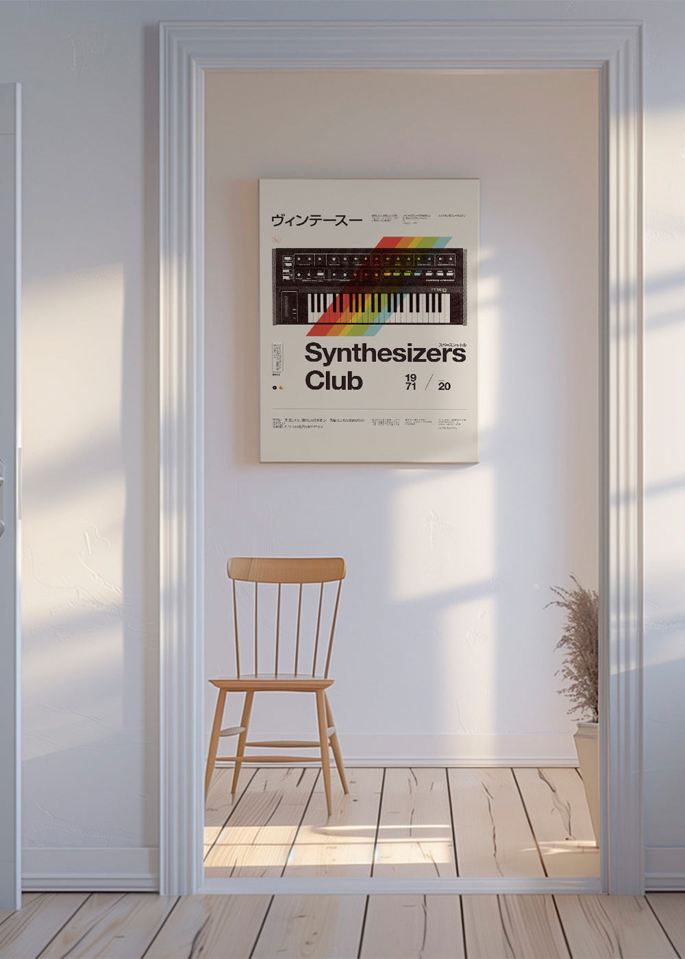 Vintage affisch med analog synthesizer