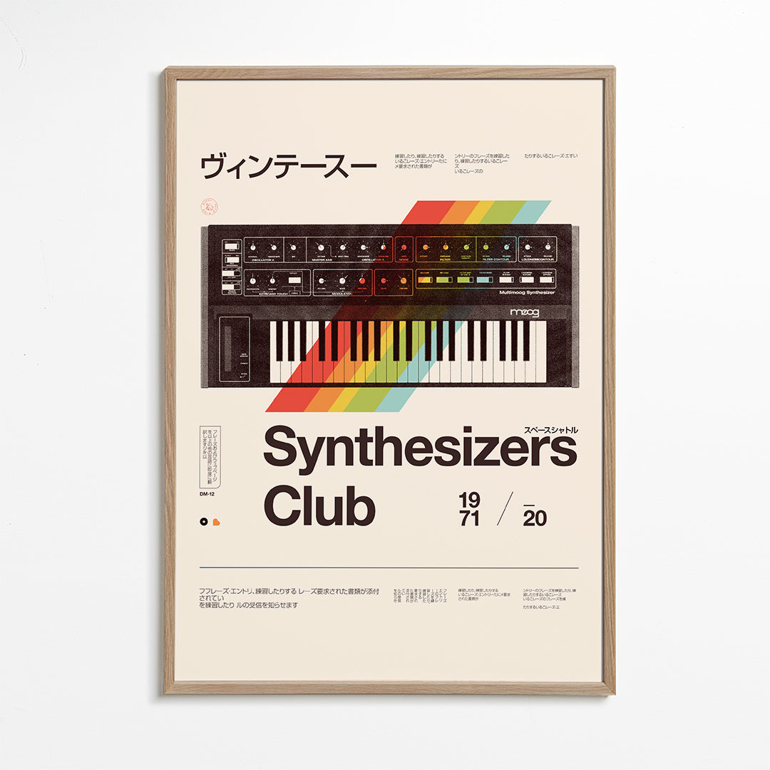 Vintage affisch med analog synthesizer