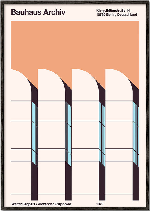 Geometrisk poster Bauhaus Archiv fasad