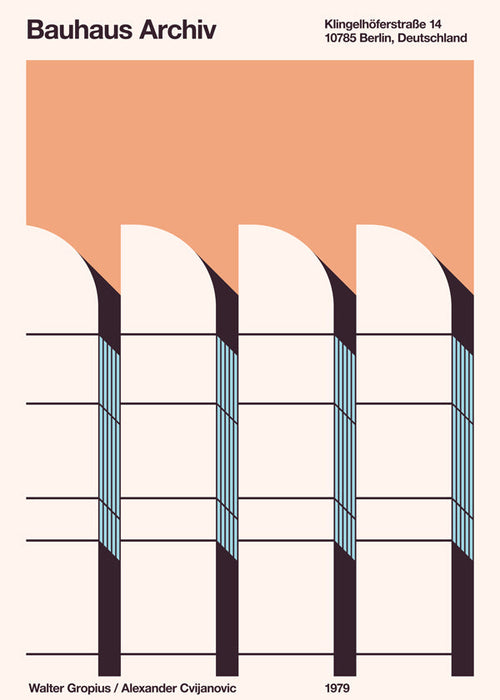 Geometrisk poster Bauhaus Archiv fasad