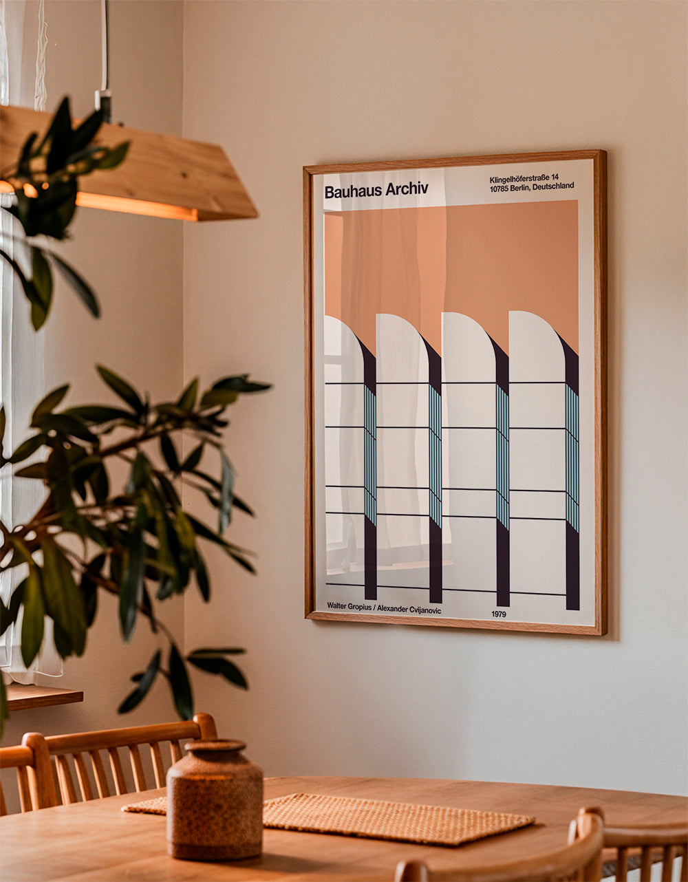 Geometrisk poster Bauhaus Archiv fasad