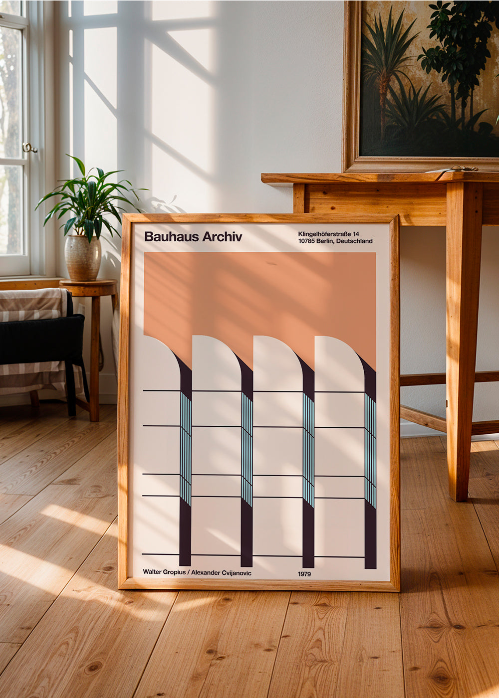 Geometrisk poster Bauhaus Archiv fasad