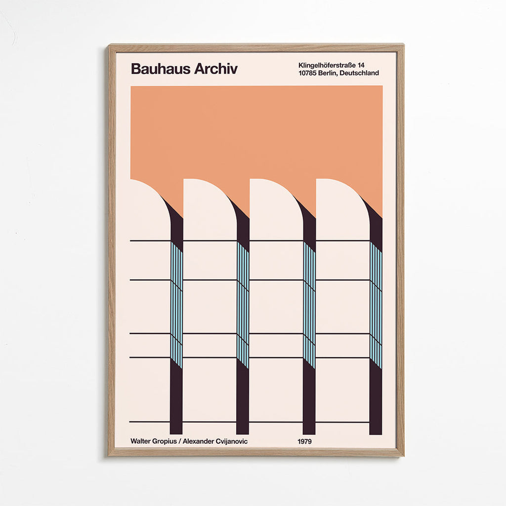 Geometrisk poster Bauhaus Archiv fasad