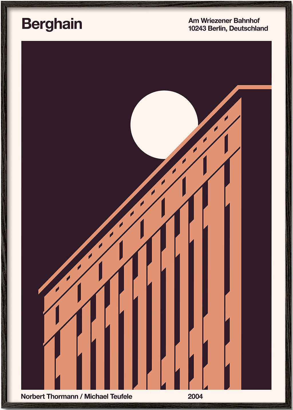 Stadskonst med diagonalt fasad och måne