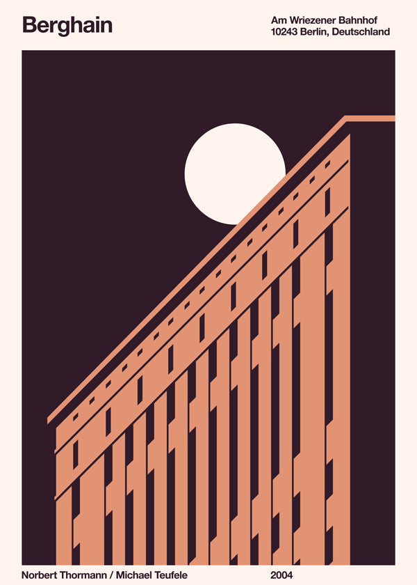 Stadskonst med diagonalt fasad och måne