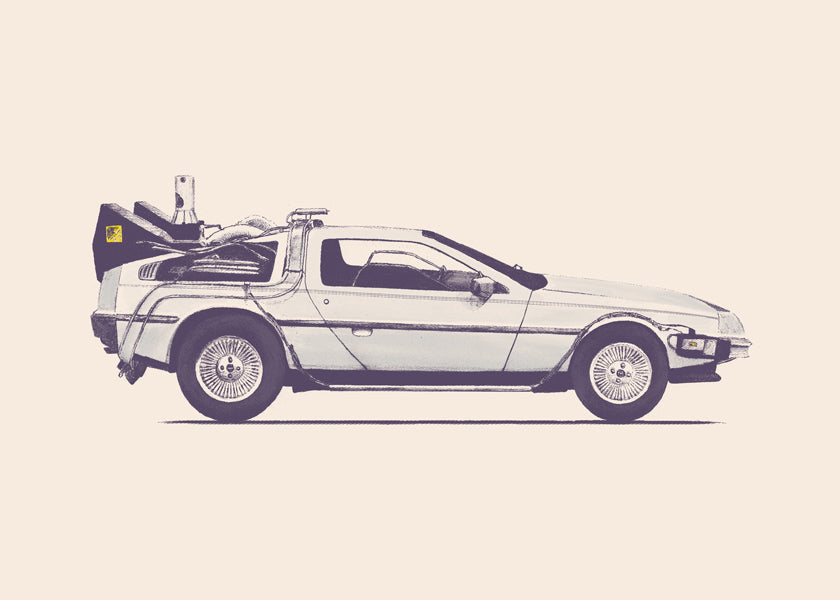 Vintage affisch DeLorean sida